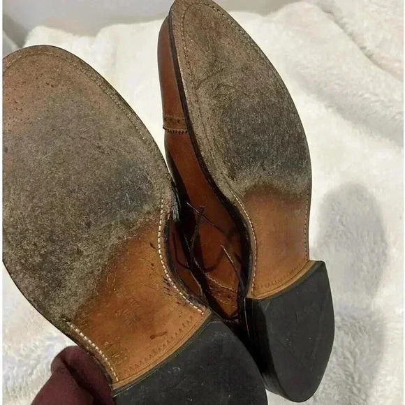 Allen Edmonds Sanford Oxford Dress Shoes‎ Cognac Brown Men's 8.5 E 5347 Cap Toe - Picture 5 of 7